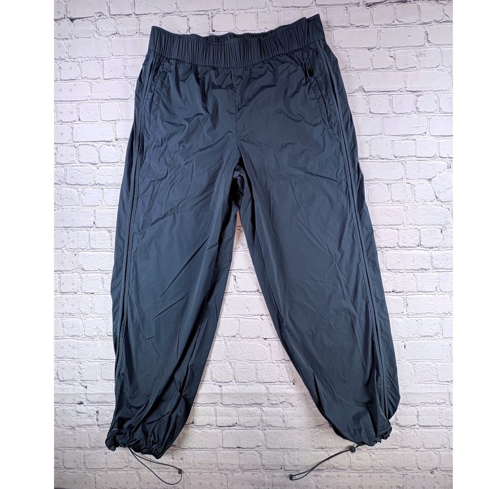 Athleta Windbreaker Pants Women Size M Blue Drawstring Leg Activewear